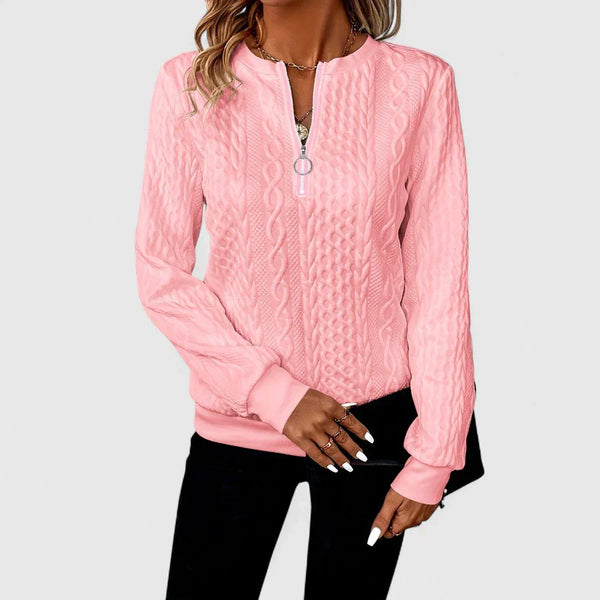 Παγώνα - Γυναικεία ζακέτα με φερμουάρ και πλεκτό σχέδιο για κομψή άνεση