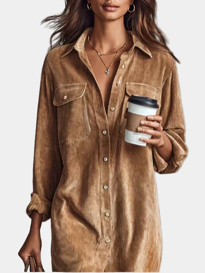 Μαργαρίτα Κομψό midi φόρεμα από κοτλέ